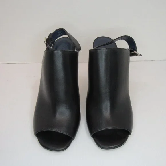 Charles & Keith Black Sling Back Peep Toe Stiletto Heels - Picture 2 of 12